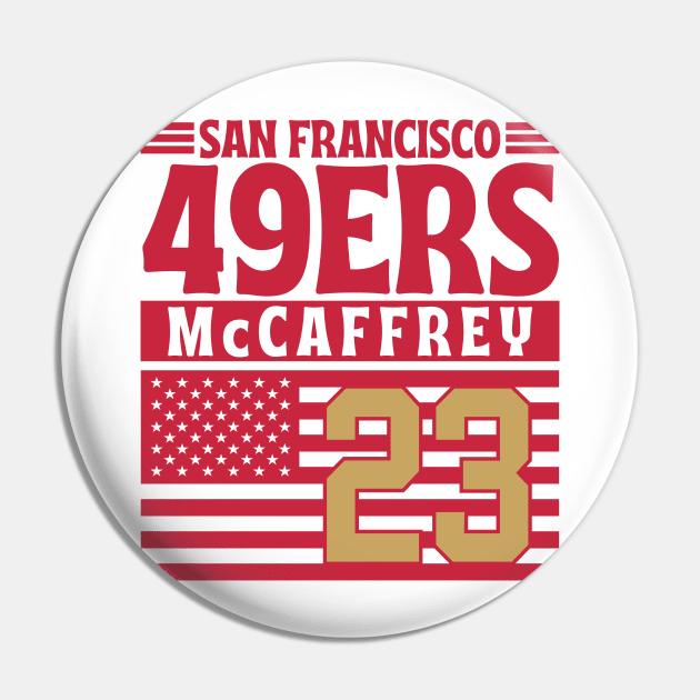 San Francisco 49ERS McCaffrey 23 American Flag Football Pin by Astronaut.co