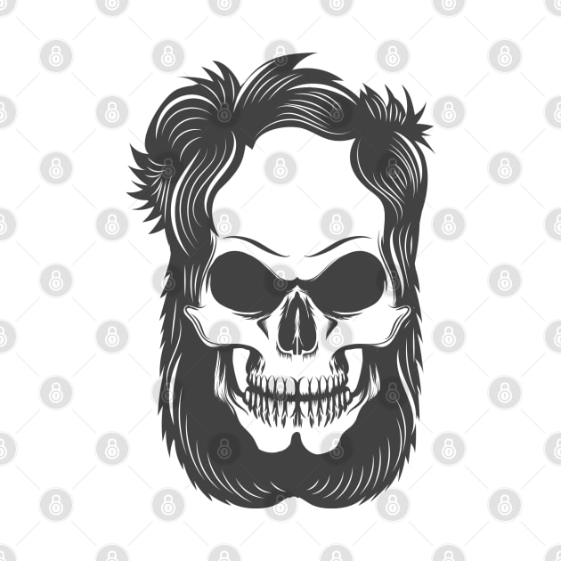 Skull with Hair and Beard by devaleta