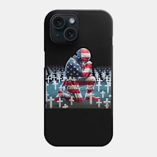 American Military Soldier and USA Flag by focusln Phone Case