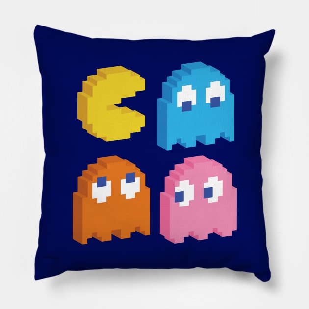 Isometric PacMan Pillow by Jasmine Chang Art