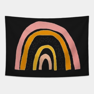 boho rainbow graphic - cow print, yellow and pink Tapestry