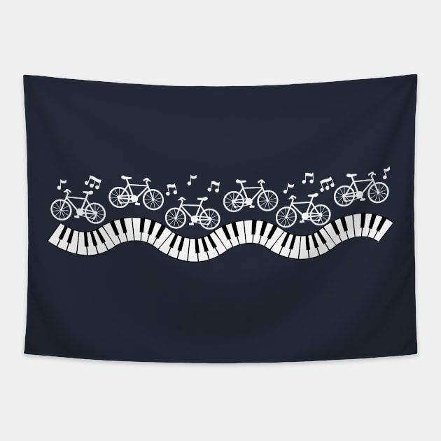 Musical Bicycles White Tapestry by Barthol Graphics