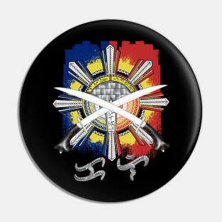 Philippine Flag Sun/Ginunting sword/Baybayin word Kali Pin