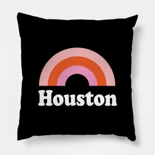 Houston, Texas - TX Retro Rainbow and Text Pillow