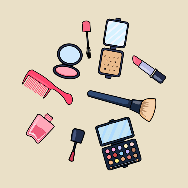 Cosmetics / make-up cartoon illustration by Miss Cartoon