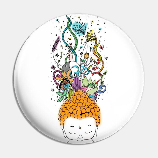 Zen little baby Buddha Pin by Karla Herrera Designs