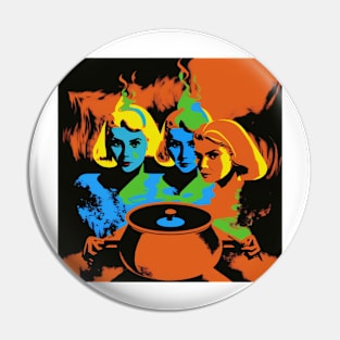Witches Around a Cauldron Pop Art 1 Pin