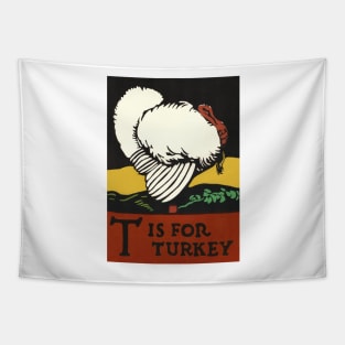 T is for Turkey ABC Designed and Cut on Wood by CB Falls Tapestry