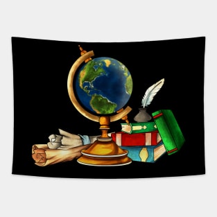 Royalcore - Dark Academia - Vintage Globe Tapestry