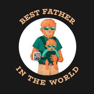 Best Father In The World Father's Day Wolf Man T-Shirt