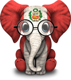 Baby Elephant with Glasses and Peruvian Flag Magnet