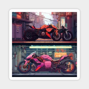 Anime futuristic motorcycles Magnet