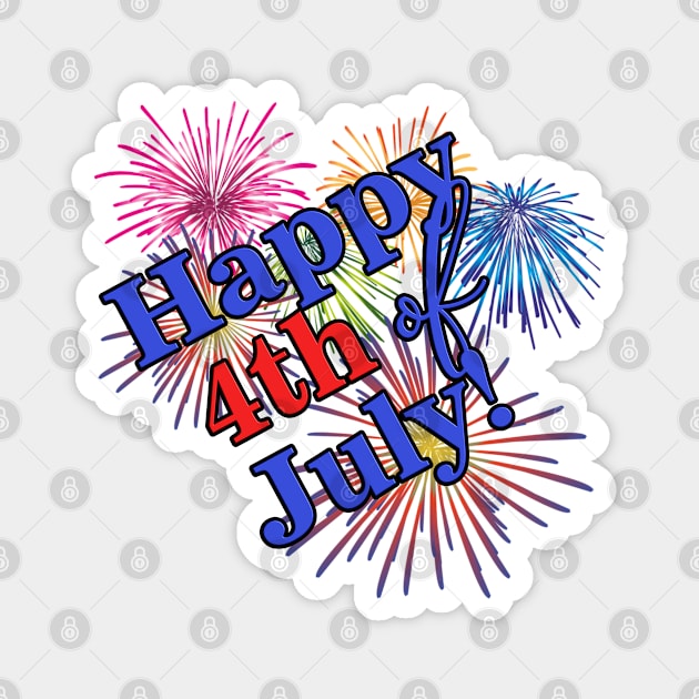 Happy 4th of July! Fireworks Graphic Design Magnet by AdrianaHolmesArt