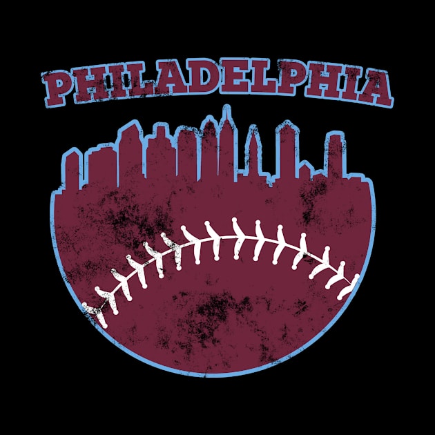 Philadelphia PA Baseball Skyline Vintage Retro graphic by Bluebird Moon