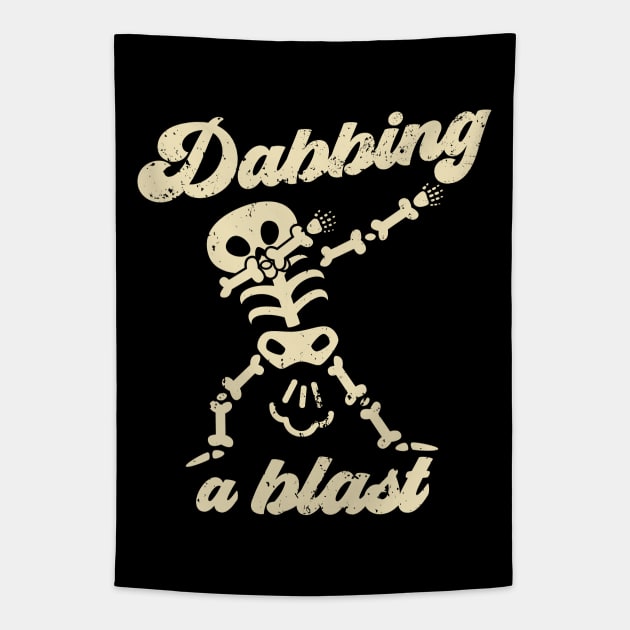 Dabbing a Blast - Funny Skeleton Fart Joke Tapestry by Etopix