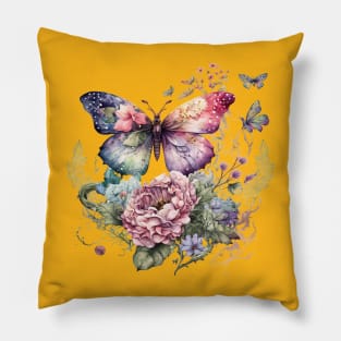 Watercolor Butterflies Pillow
