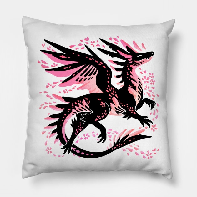 Cherry Blossom Dragon Pillow by Things By Diana