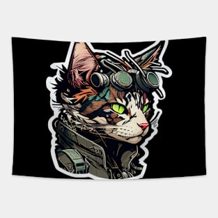 Cyberpunk Cat Tapestry