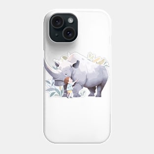 Cute Rhinoceros Animal Loving Cuddle Embrace Children Kid Tenderness Phone Case