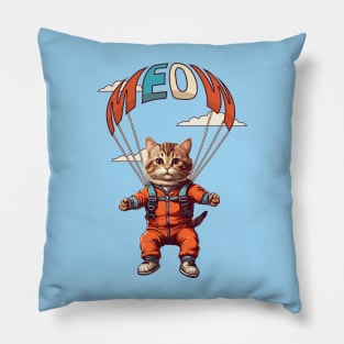 Funny Skydiving /Base Jumping Cat Gift for Cat Lovers Pillow