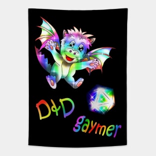 Gaymer dnd dragon with a D20 Tapestry