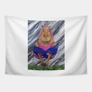 Capybara yoga photographer Tapestry