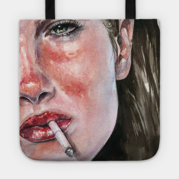 Smoking Girl Watercolor Tote Teepublic