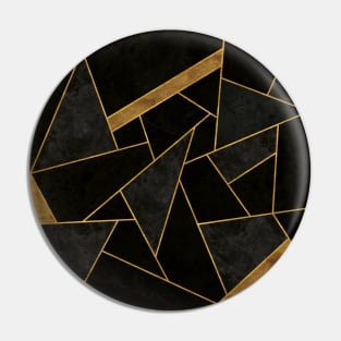 Black Night and Gold - Abstract Stone Mosaic Pin