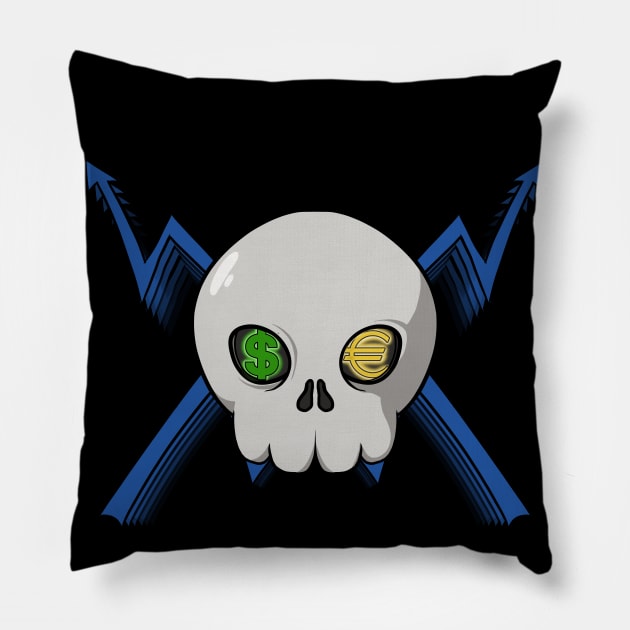 Brokers crew Jolly Roger pirate flag (no caption) Pillow by RampArt