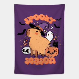 Spooky season  a cute capybara ready for halloween Tapestry