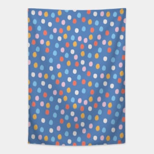 Festive confetti circles pattern in blue Tapestry