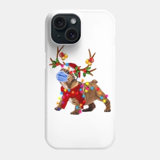 Bulldog Reindeer With Face Mask Christmas Light Funny Phone Case