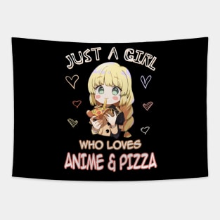 Just A Girl Who Loves Anime Gifts for Teen Girls Anime and Pizza Tapestry