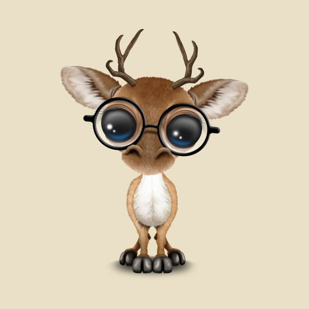 Cute Curious Nerdy Baby Deer Wearing Glasses by jeffbartels