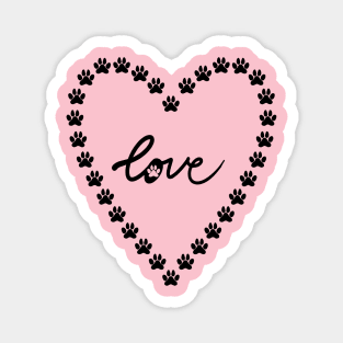 Dog Love Heart with cute paw puppy care, pet friendly print Magnet