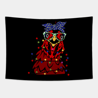 Merry Chickmas Funny Chicken Christmas Light Xmas Gift Tapestry