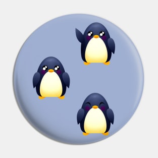 Cute Little Cartoon Penguins - Smile and Wave Pin