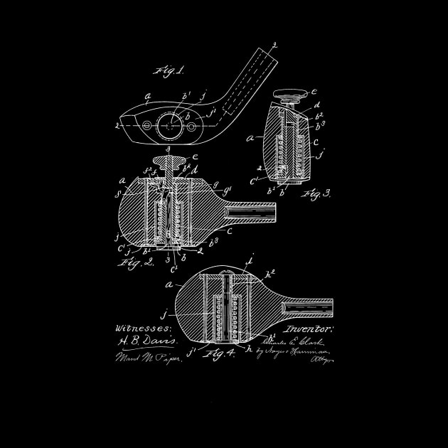 Golf Club Vintage Patent Hand Drawing by TheYoungDesigns