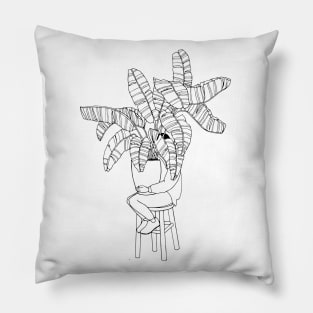 Plant Lady with Banana Leaves Pillow