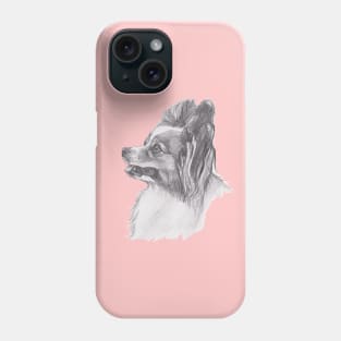 Classic Papillon Dog Profile Drawing Phone Case