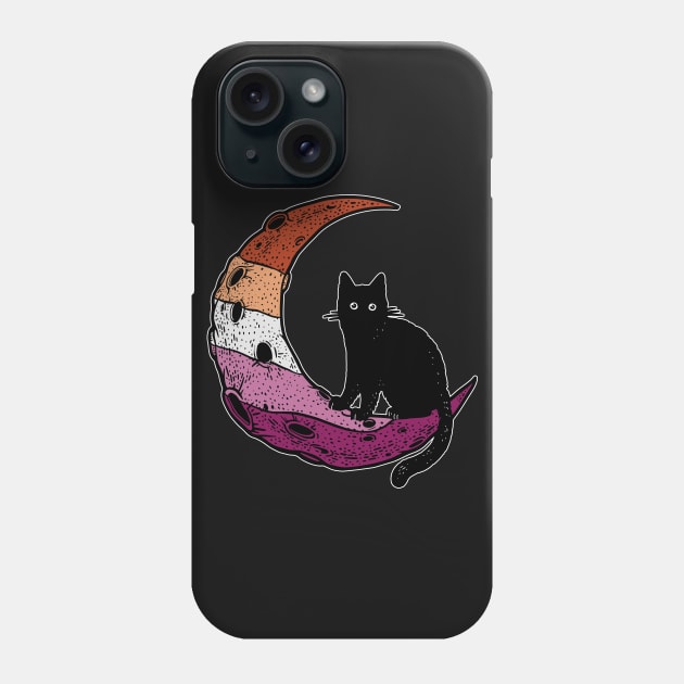 Lesbian Cat Moon Phone Case by Psitta