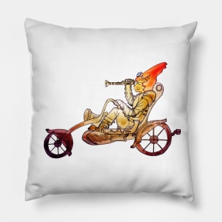 Steampunk Motorcycle Telescope Cat Pillow