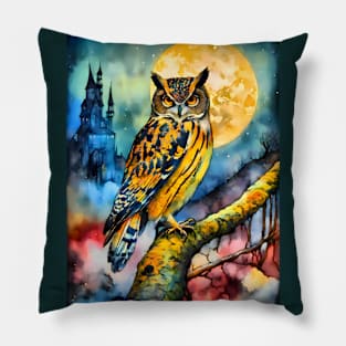 Old book owl throw a moon Pillow