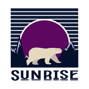 minimalistic purple sunrise with polar bear T-Shirt