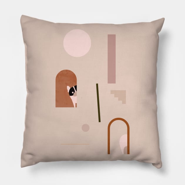 Hide and Seek Frenchie Abstract Pillow by huebucket