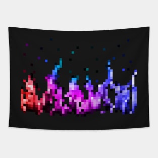 Coloured Pixel Fire! Tapestry
