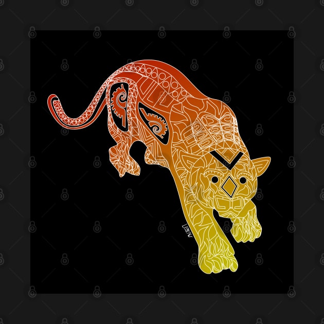 running leopard in mexican pattern ecopop by jorge_lebeau