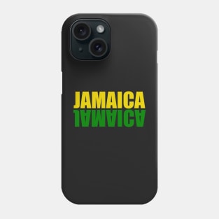 Jamaica mirrored in the colors colours of the Jamaican flag black green and gold white background Phone Case