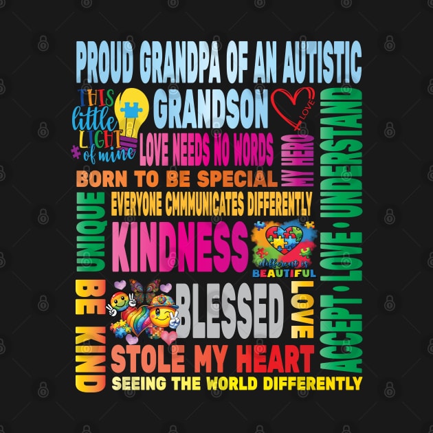 Autism Proud Dad Grandfather Grandson Love Autistic Kids Autism Awareness Family by Envision Styles