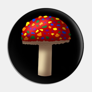 Red Mushroom With Rainbow Spots Pin